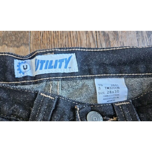 Utility Brand Jeans Men 28x30 Black Baggy Wide Leg Y2K Skater New With Tags, Nos - Picture 4 of 9